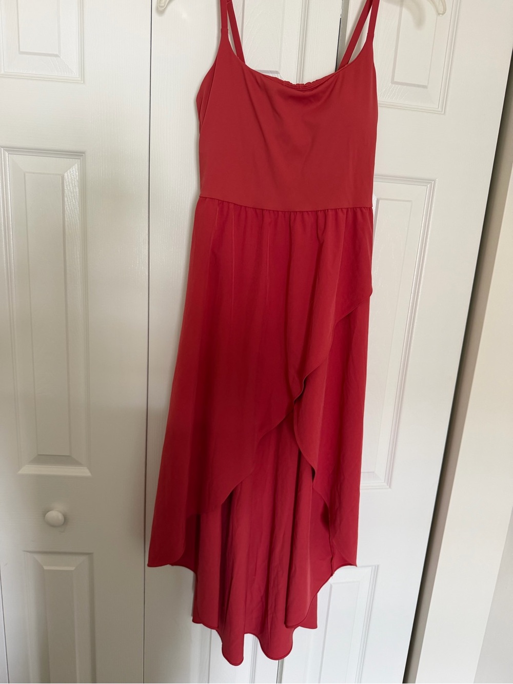 Halara Red Midi Dress XS Built-In Bra Sleeveless High Low Dress - Picture 2 of 8